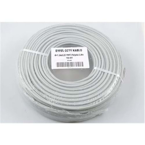 Eyfel EF-C400 4+1 2x0.22 (14x0.18 CCA) Folyolu 100M CCTV Kablo