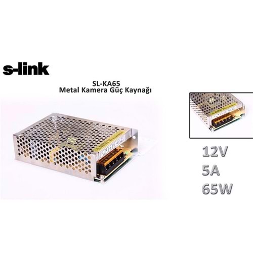 S-link SL-KA65 12V 5A 65W Metal Kamera Güç Kaynağı