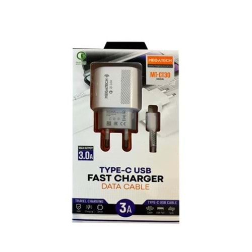Megatech CC03(CC22-T3) 5v-3.0A Ev Şarj+Type-c Kablo Hızlı Şarj
