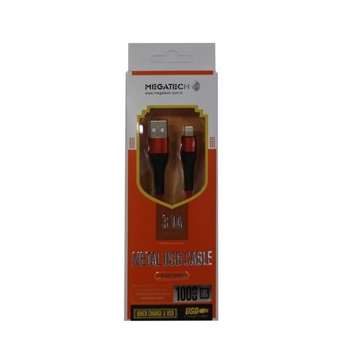 Megatech 3.1A Örgülü A Serisi 1000m Typ-c Data Kablosu Kırmızı-Siyah