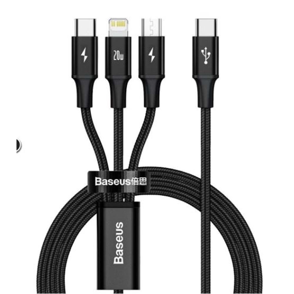 Baseus CAMLT-SC01 20W 1,5m Rapid 3in1 Şarj Kablosu Siyah