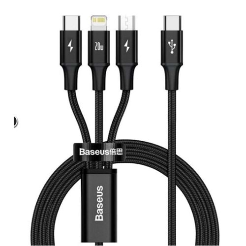 Baseus CAMLT-SC01 20W 1,5m Rapid 3in1 Şarj Kablosu Siyah