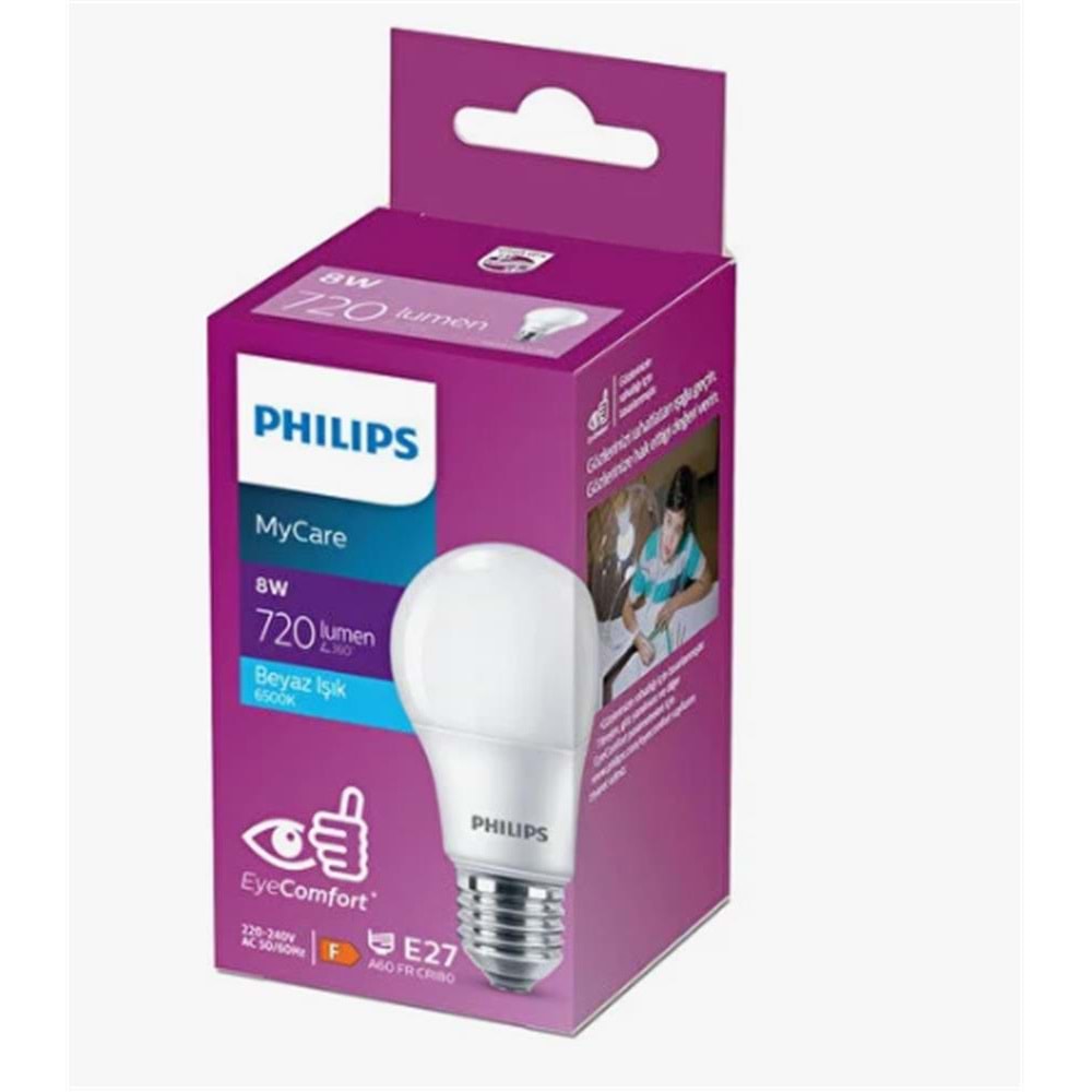 Philips Ledbulb 720 lumen 8w 6500k Led Beyaz E27 220-240w 