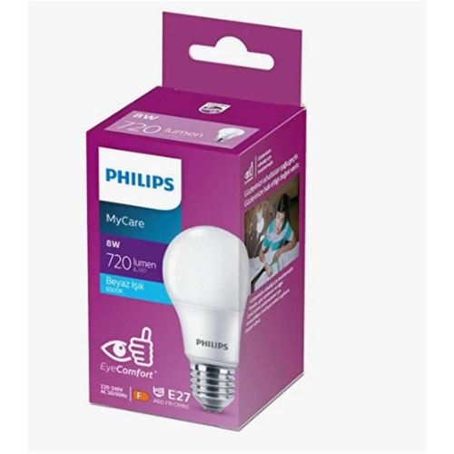 Philips Ledbulb 720 lumen 8w 6500k Led Beyaz E27 220-240w 