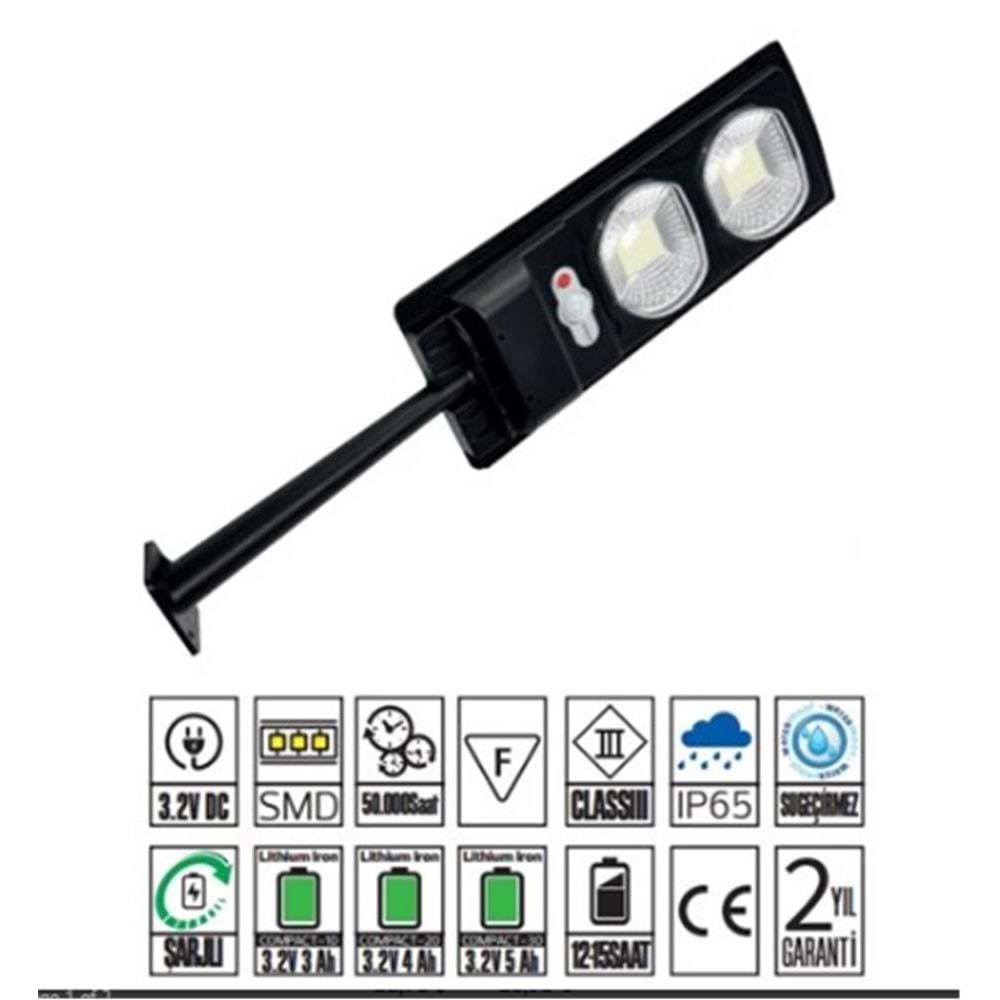 Horoz Compact 20w Led Solar Sokak Armatürü 230Lm 6400k SMD Led Beyaz Işık Su Geçirmez (12-15 saat) 