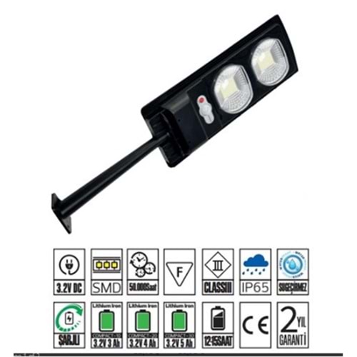 Horoz Compact 20w Led Solar Sokak Armatürü 230Lm 6400k SMD Led Beyaz Işık Su Geçirmez (12-15 saat) 