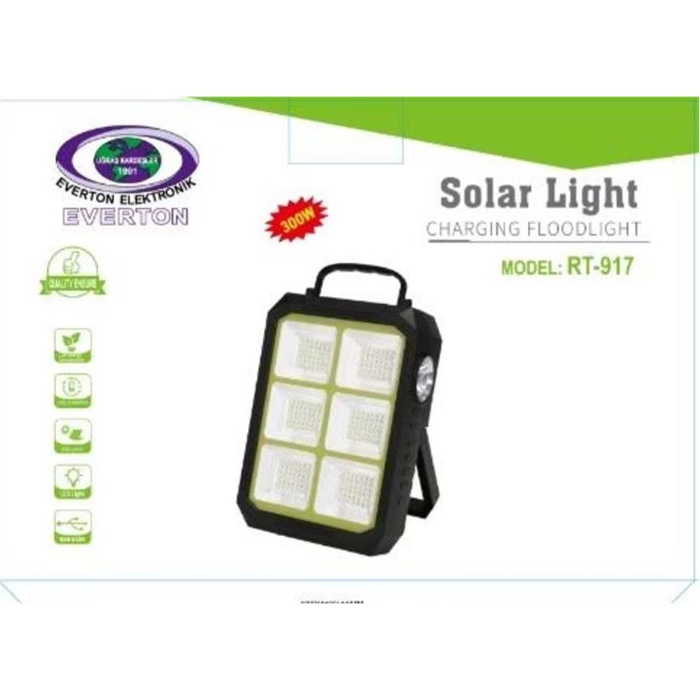 Everton Rt-917 Şarjlı 300w Solar Panelli Projektör Led