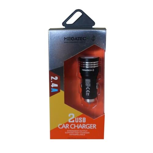 Megatech T05-M24 Renkli 2.4A 2Usb Çelik Araç Şarj Aleti 
