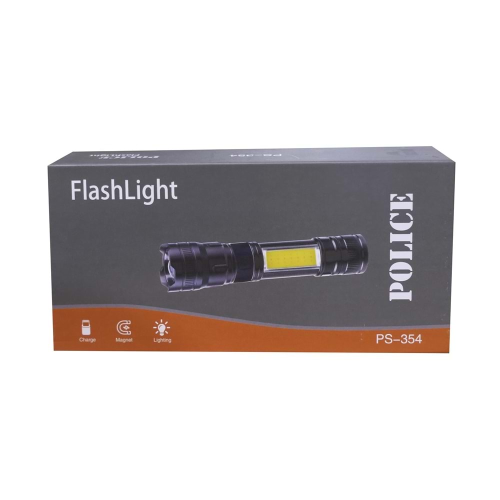 Polıce PS-354 Zoom Kırmızı İkaz Işıklı ve Magnet Özellikli Şarjlı El Feneri