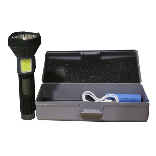 Polıce PS-356 Enerji Göstergeli, Yan Aydınlatma ve Powerbank Özellikli Şarjlı El Feneri