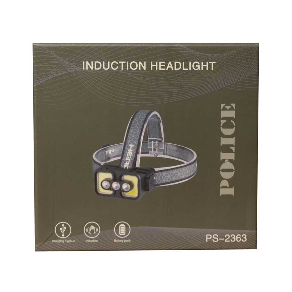 Polıce PS-2363 Üç Renk Işıklı,Şarjlı, Sensörlü Kafa Feneri