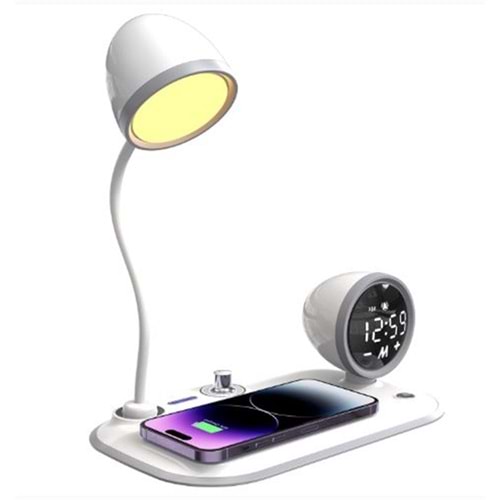 S-link SL-CW21 Beyaz Telefon Uyumlu Fast Şarj 15W Ayarlanabilir Led Işıklı Masa Lambası
