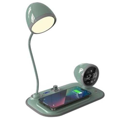 S-link SL-CW21 Yeşil Telefon Uyumlu Fast Şarj 15W Ayarlanabilir Led Işıklı Masa Lambası