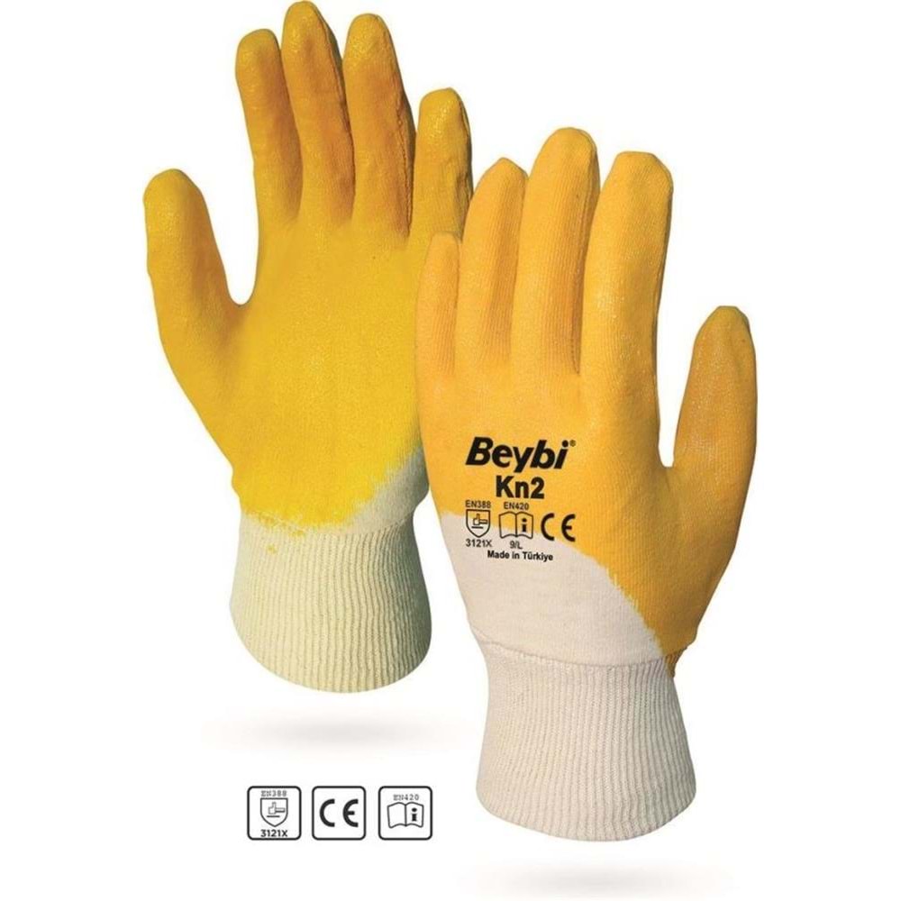 Beybi Pamuk Nitirl PMK KN2 10 Beden Eldiven 12li Paket EN388 (3121X) 