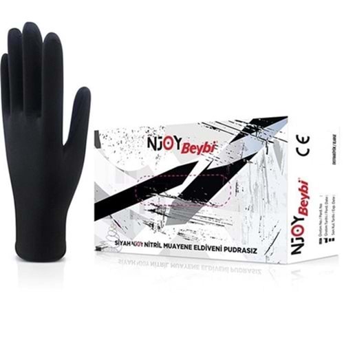 Beybi Muayene Large Pudrasız Njoy Nitril Siyah Eldiven 