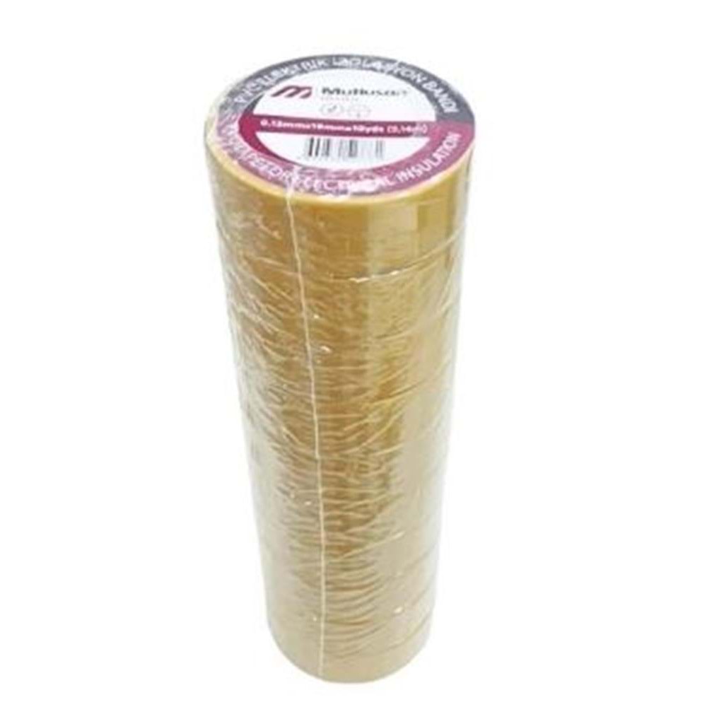 Mutlusan 10-19 İzole Bant 10lu(Elektrik Bant) Sarı 065133141019