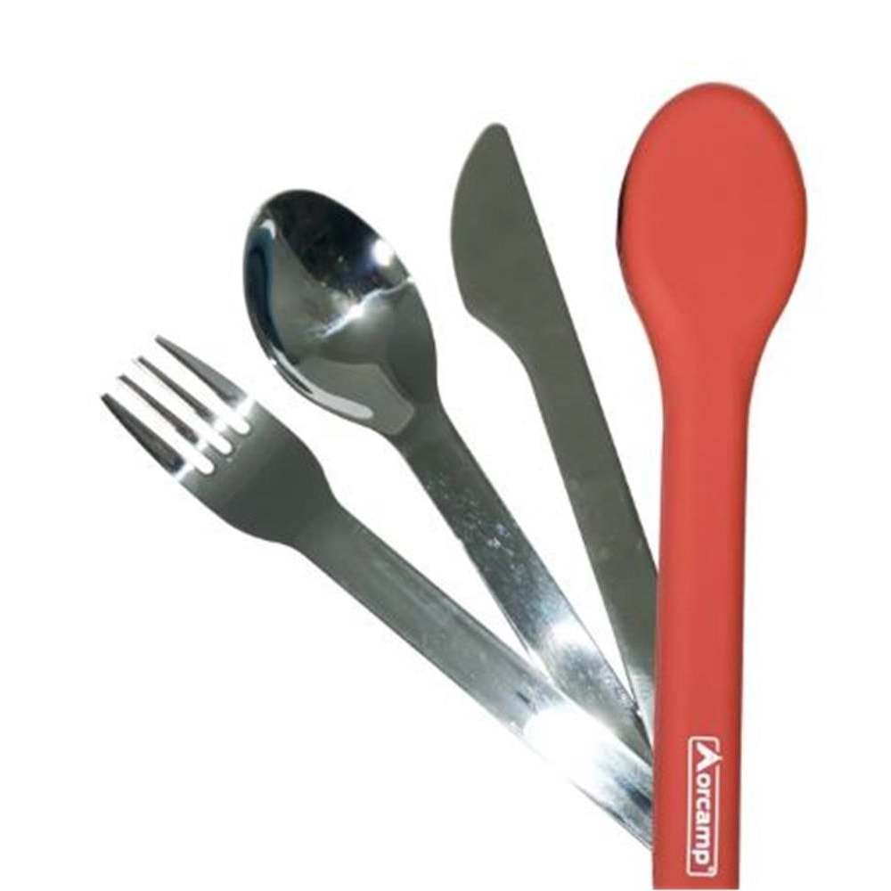 ORCAMP Çatal Kaşık Bıçak Seyehat Seti Turuncu 1970