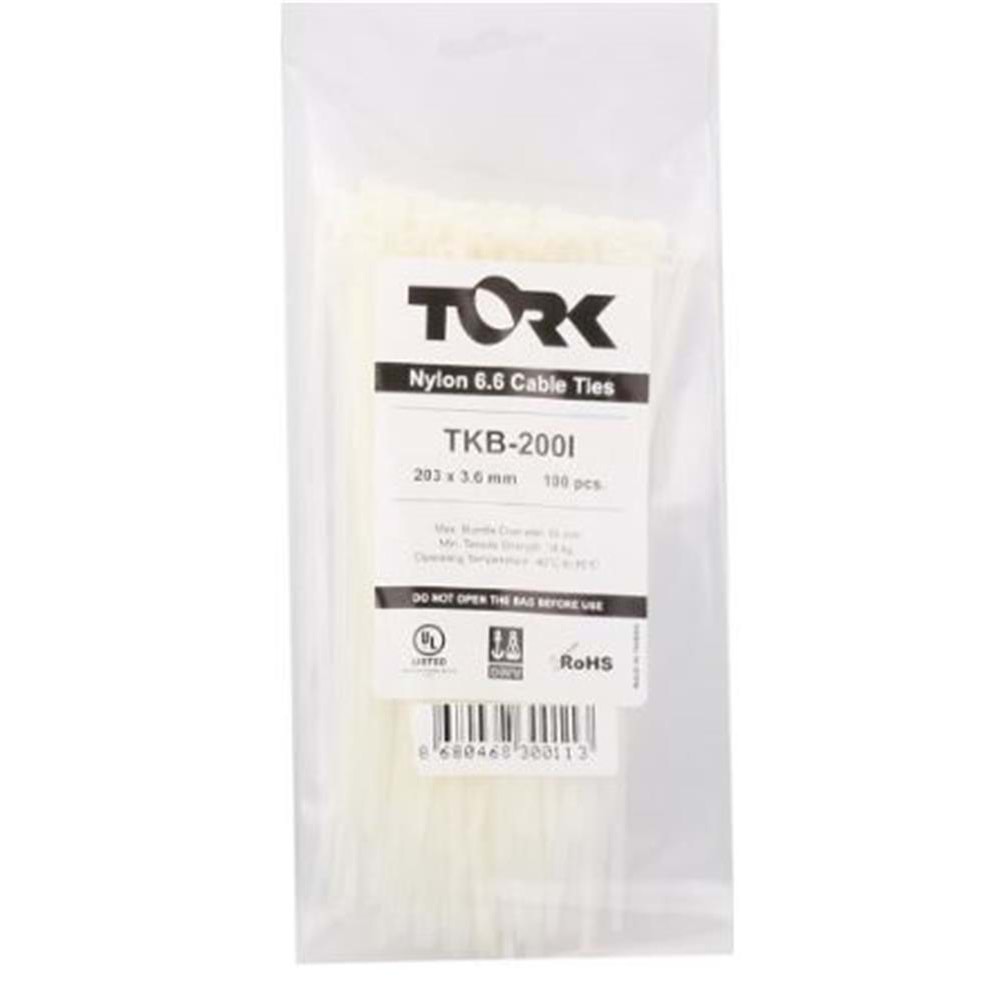 Tork TRK-300-3,5mm Beyaz 100lü Kablo Bağı