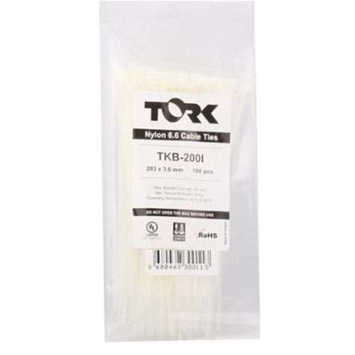 Tork TRK-300-3,5mm Beyaz 100lü Kablo Bağı
