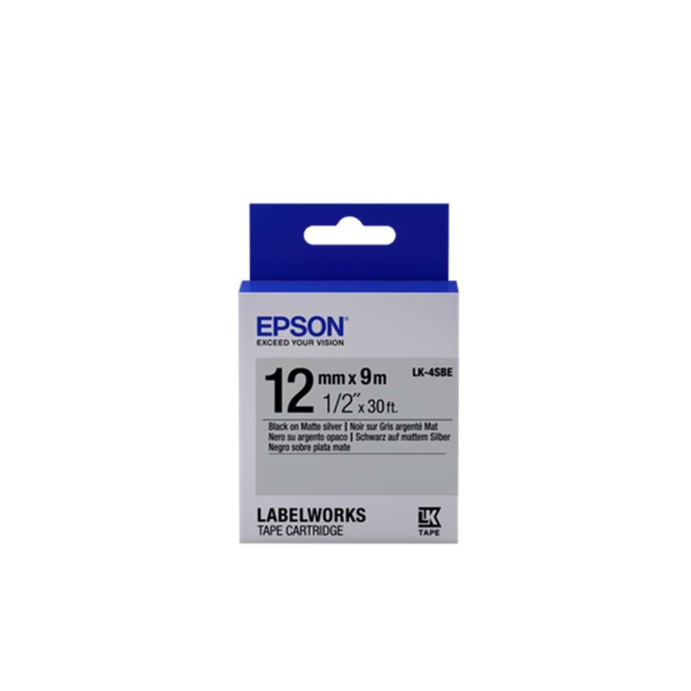 Epson LK-4SBE Gümüş Üzeri Siyah 12mm 9Metre Etiket