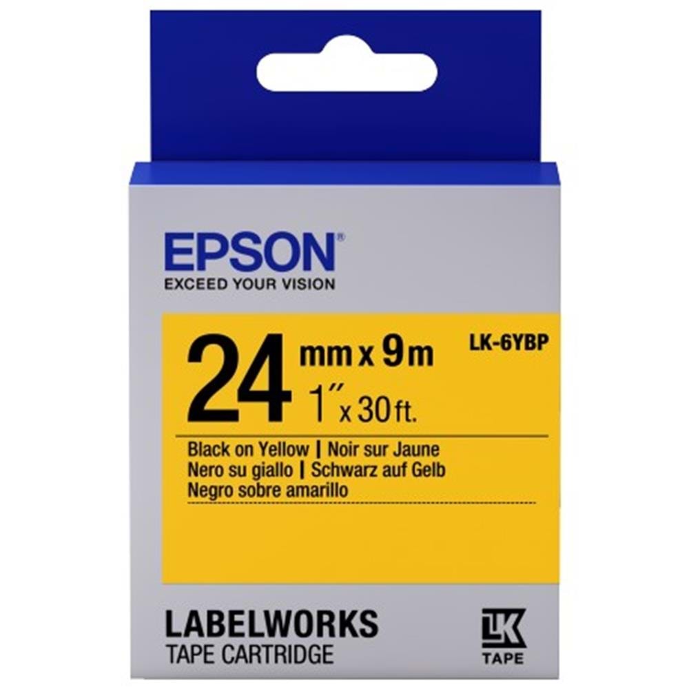 Epson LK-6YBP Pastel Sarı Üzeri Siyah 24mm 9Metre Etiket