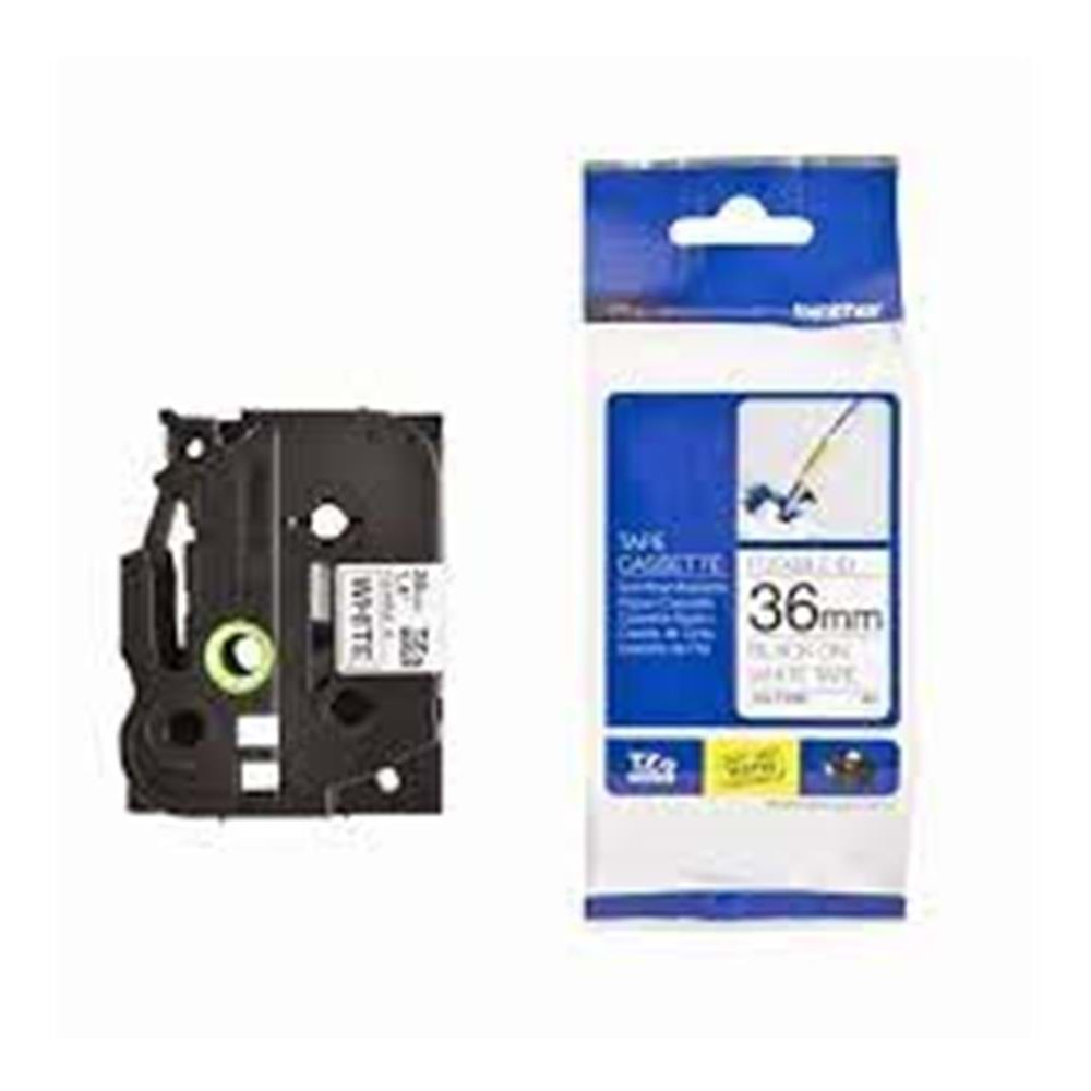 Brother TZE-FX261 36 mm Beyaz Üzerine Siyah Esnek Etiket 8 Metre 