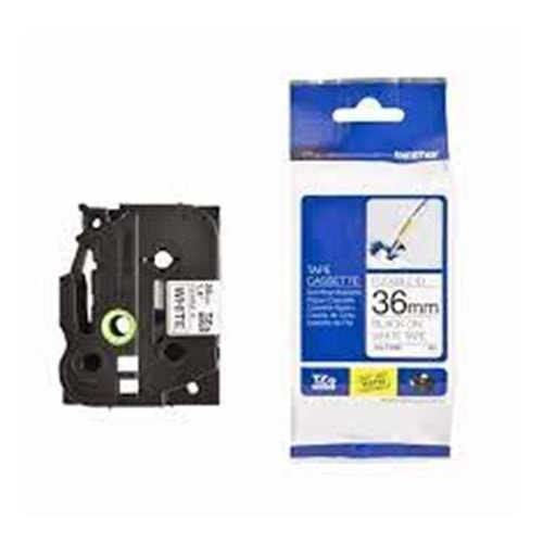 Brother TZE-FX261 36 mm Beyaz Üzerine Siyah Esnek Etiket 8 Metre 