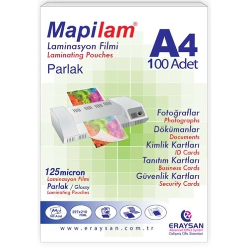 Mapi Lamisyon 125 Micron Parlak Laminasyon Filmi (A4) 100 Lü