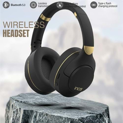 Inca IBK-503S Siyah 5.3 Bluetooth Wireless Kulaklık Micro Sd Kulaklık 400mah Type-c To USB