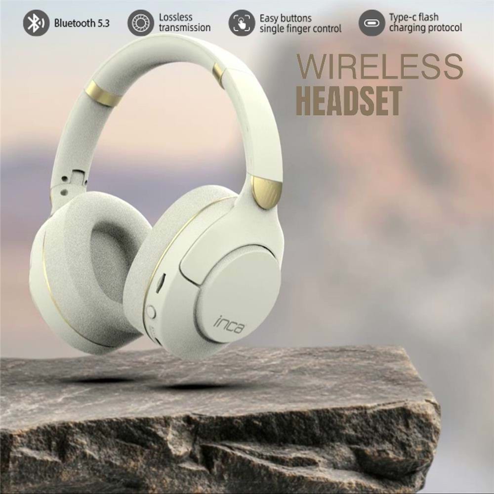 Inca IBK-503B Beyaz 5.3 Bluetooth Wireless Kulaklık Micro Sd Kulaklık 400mah Type-c To USB