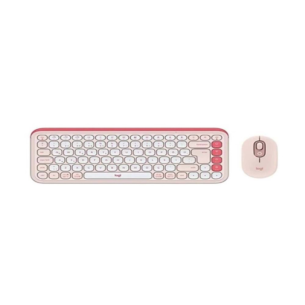 Logitech Pop Icon Combo 920-013077 Pembe Kablosuz Klavye Mouse Seti