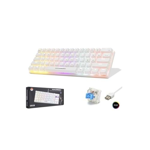 Hadron G508B Kablolu Oyuncu Mini Klavye Mekanik Blue Switch Rgb Q Beyaz