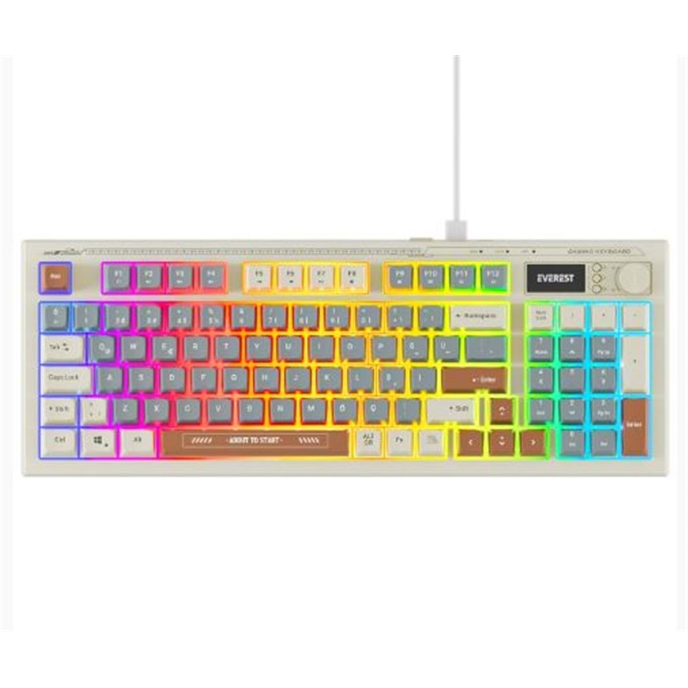 Everest KB-79 SILENT PRO Gri Mavi-Gri-Kahve SESSİZ RGB Q Membrane Oyuncu Klavyesi