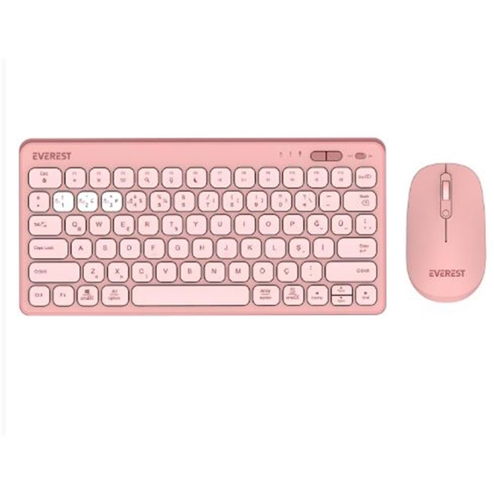 Everest LUMI KM-BT903 Pembe 3in1 3 BT + 2.4 1600dpi Q Kablosuz Klavye + Mouse Set