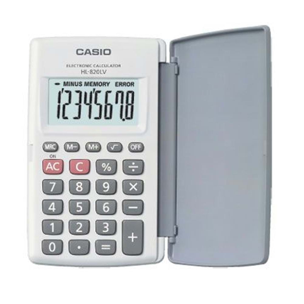 Casio HL-820LV-WE 8 Hane Beyaz Cep Tipi Hesap Makinesi