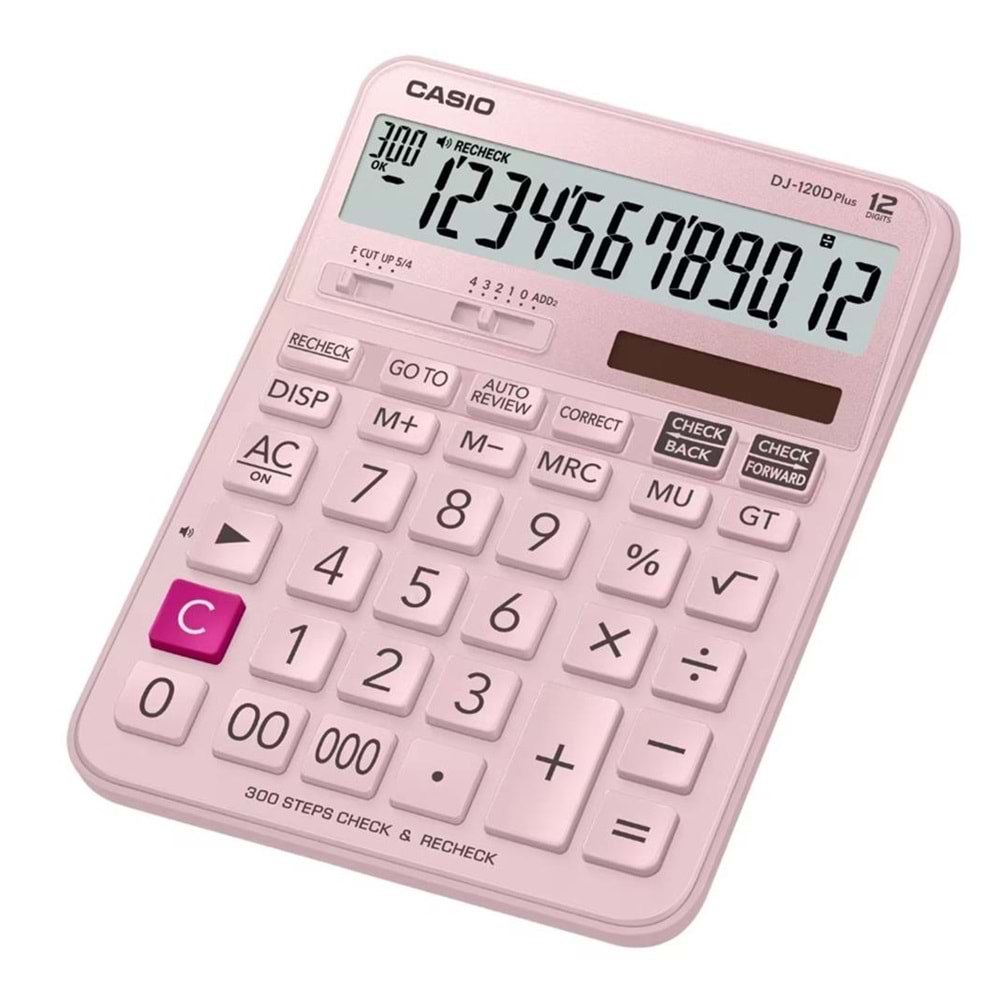 Casio DJ-120D Plus Pembe İşlem Kontrollü 12 Hane Masa Üstü Hesap Makinesi