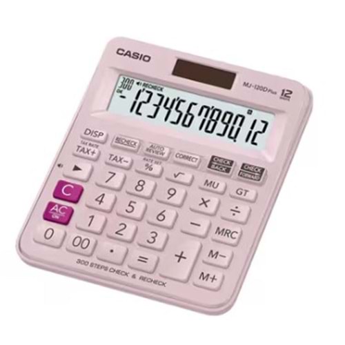 Casio MJ-120D Plus Pembe İşlem Kontrollü 12 Hane Masa Üstü Hesap Makinesi