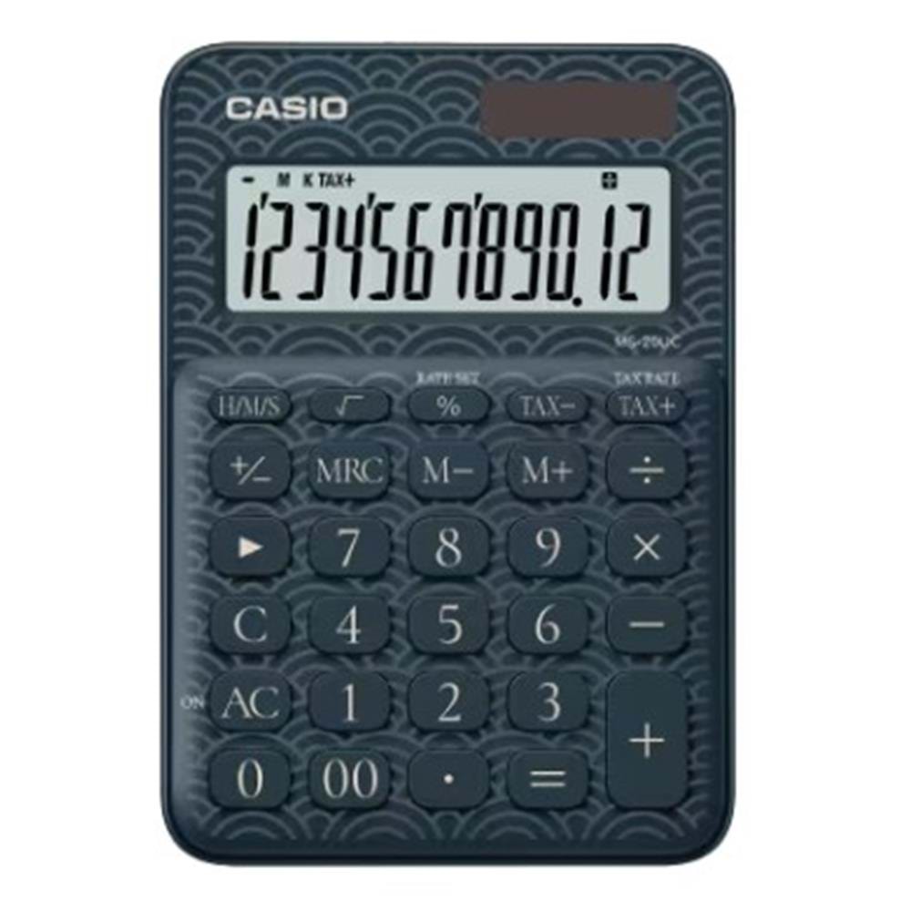Casio MS-20UC-JBU 12 Hane Lacivert Desenli Masa Üstü Hesap Makinesi