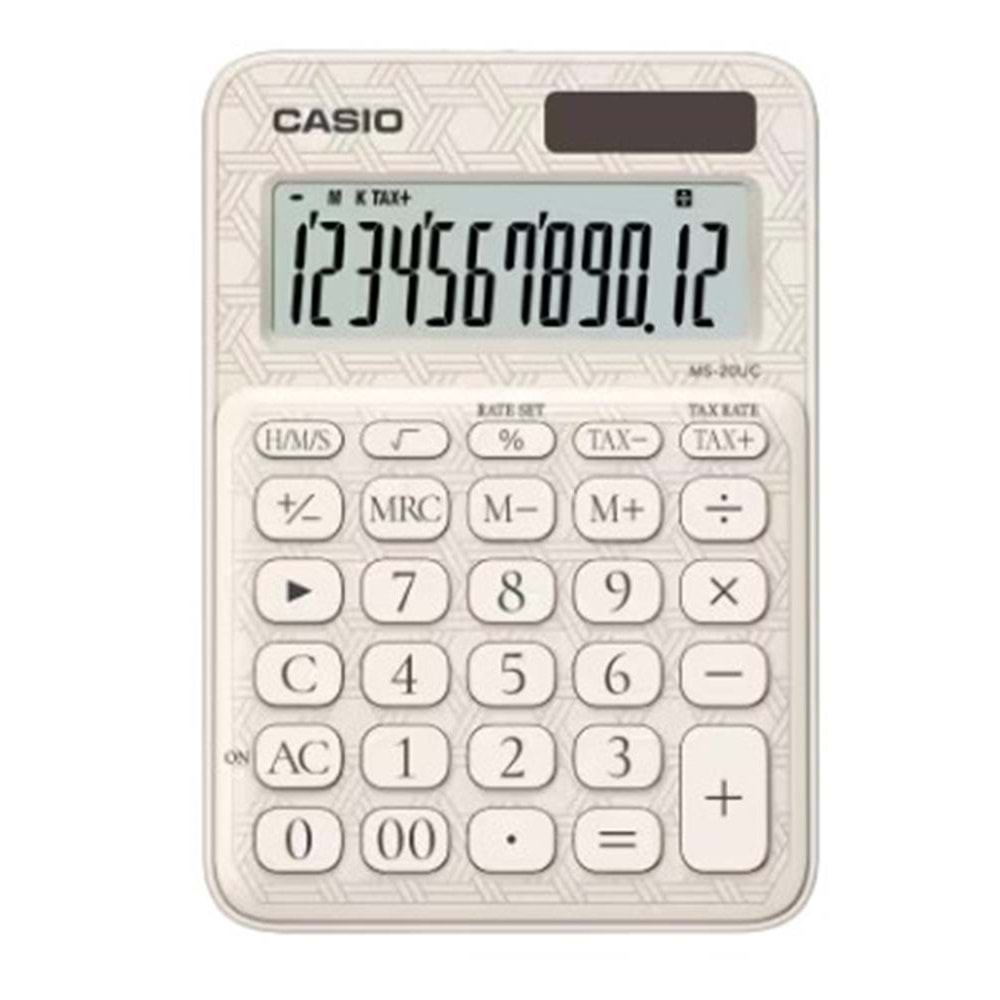 Casio MS-20UC-JWE 12 Hane Beyaz Desenli Masa Üstü Hesap Makinesi