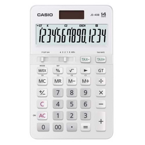 Casio JS-40B-WE Beyaz Profesyonel 14 Hane Masa Üstü Hesap Makinesi