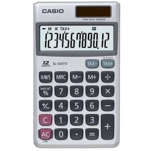 Casio SL-320TV-W-DP 12 Hane Cep Tipi Hesap Makinesi