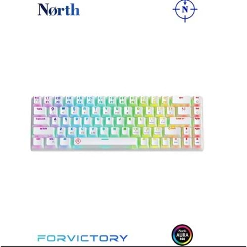 North Odin Pro WL68 LightCore Kablosuz Bluetooth RGB Red Switch Türkçe Beyaz Mekanik Gaming Klavye 