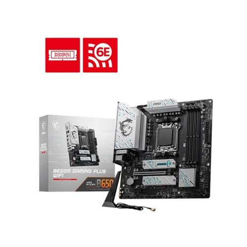 MSI B650M GAMING PLUS WIFI DDR5 6400MHZ 1XHDMI 1XDP 2XM.2 USB 3.2 AM5 MATX (AMD AM5 9000/8000/7000 SERİLERİ İLE UYUMLU) 