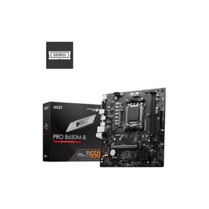 MSI PRO B650M-B DDR5 6800MHZ 1XVGA 1XHDMI 1XM.2 USB 3.2 MATX AM5 (AMD AM5 9000/8000/7000 SERİLERİ İLE UYUMLU) 