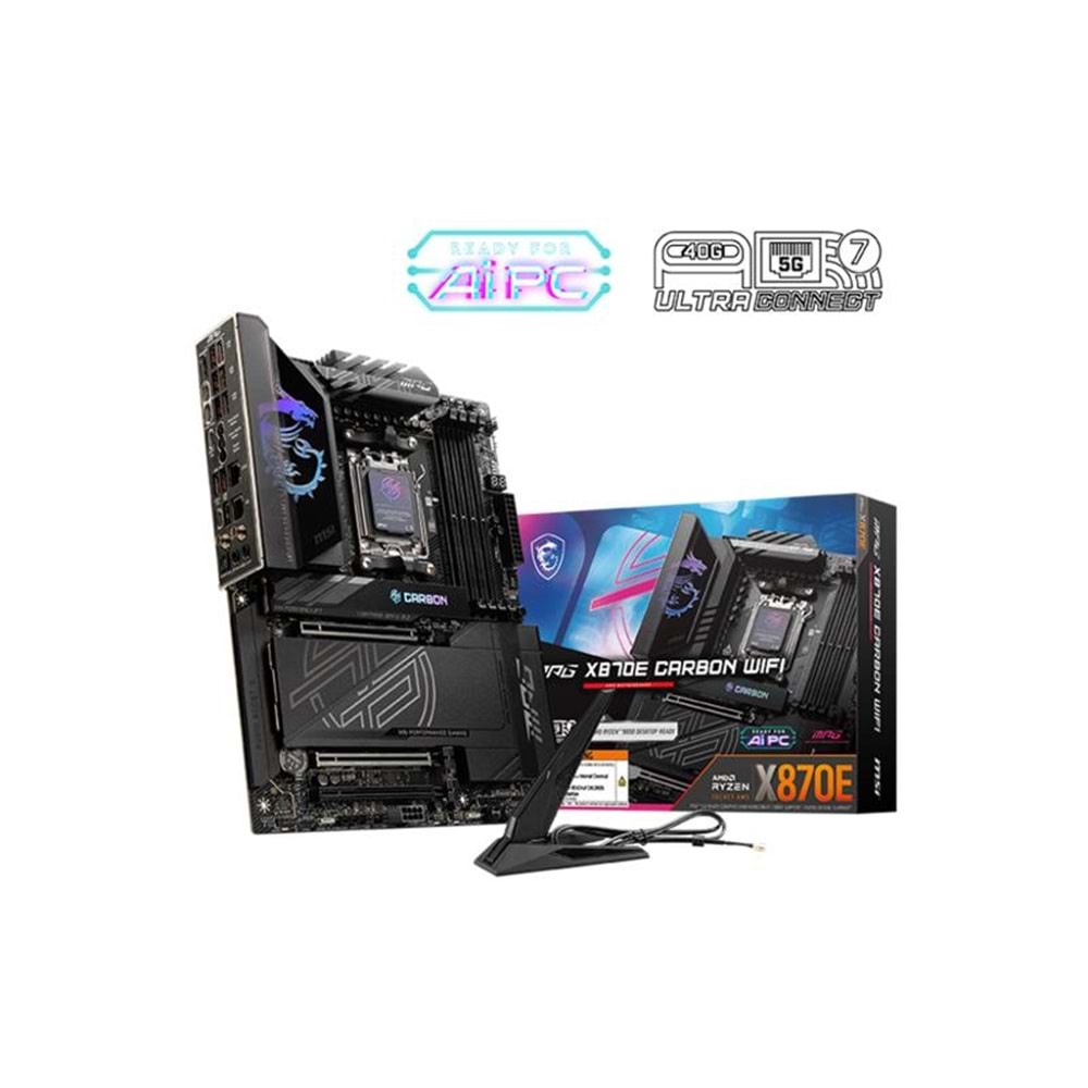 MSI MPG X870E CARBON WIFI DDR5 8400MT/S 1XHDMI 2XUSB4 4XM.2 ATX AM5 (AMD AM5 9000/8000/7000 SERİLERİ İLE UYUMLU) 