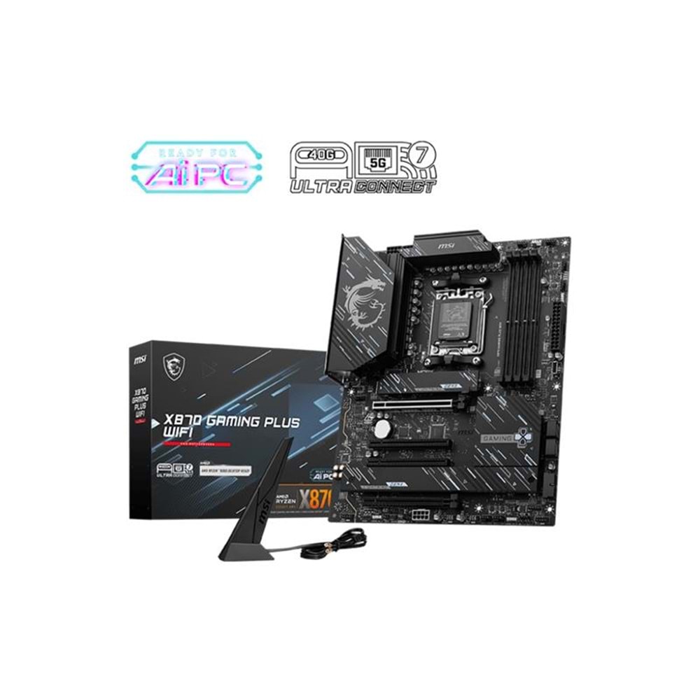 MSI X870 GAMING PLUS WIFI DDR5 8200MHZ 1XHDMI 1XUSB TYPE-C 3XM.2 ATX AM5 (AMD AM5 9000/8000/7000 SERİLERİ İLE UYUMLU) 