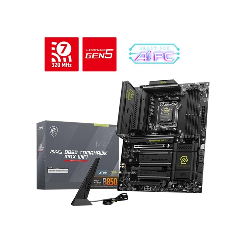MSI MAG B850 TOMAHAWK WIFI DDR5 8200MHZ 1XHDMI 4XM.2 ATX AM5 (AMD AM5 9000/8000/7000 SERİLERİ İLE UYUMLU) 