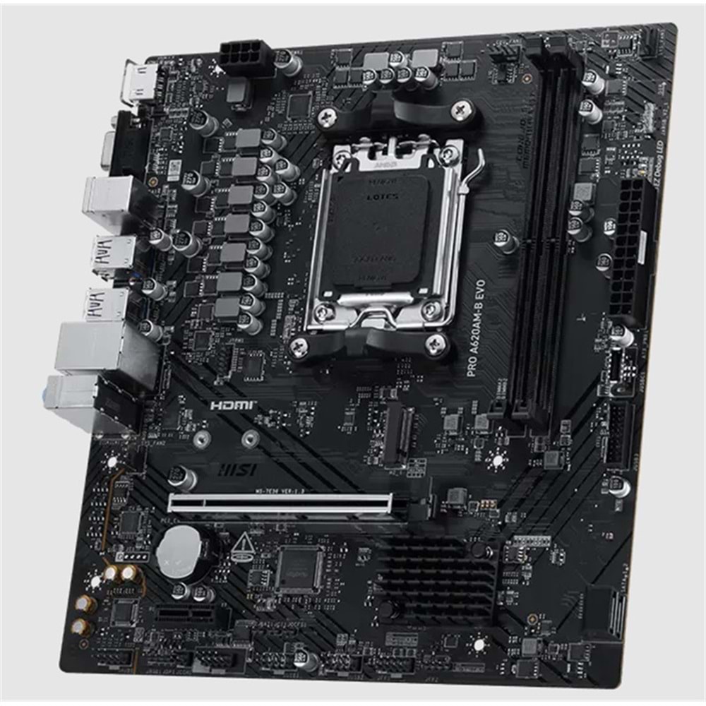 MSI PRO A620AM-B EVO DDR5 6800MT/S 1XHDMI 1XVGA 1XM.2 USB MATX AM5 (AMD AM5 9000/8000/7000 SERİ İLE UYUMLU) 
