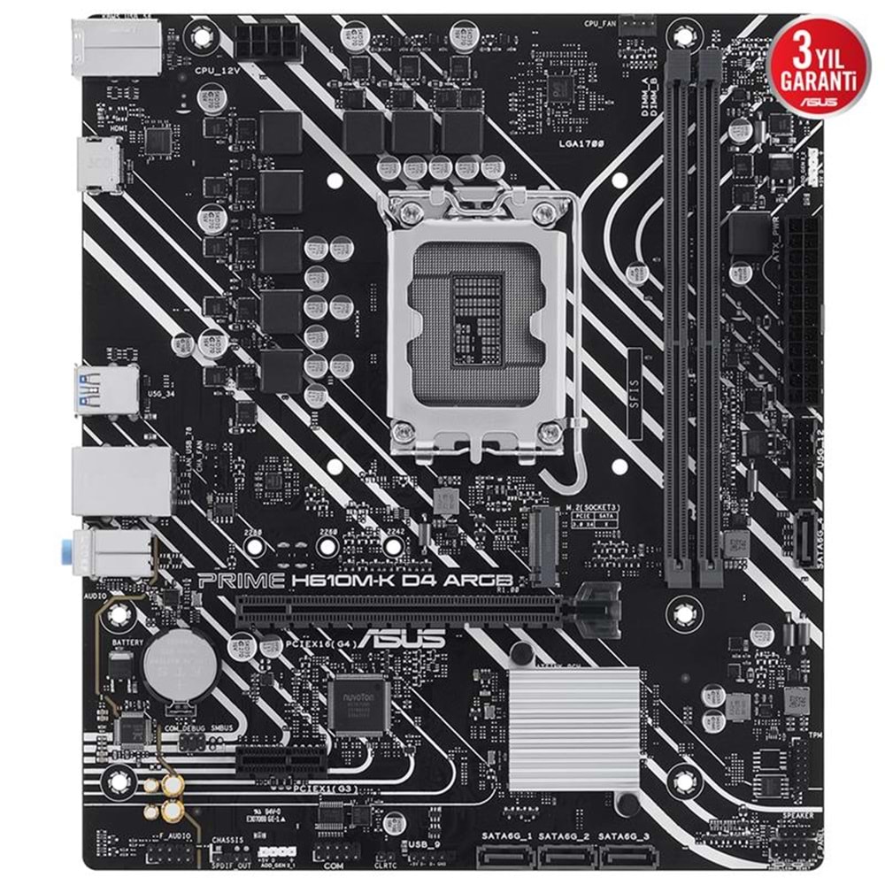 ASUS PRIME H610M-K D4 ARGB DDR4 3200MHZ 1XHDMI 1XM.2 USB 3.2 MATX 1700P (12. / 13. VE 14. NESİL İŞLEMCİ UYUMLU) 