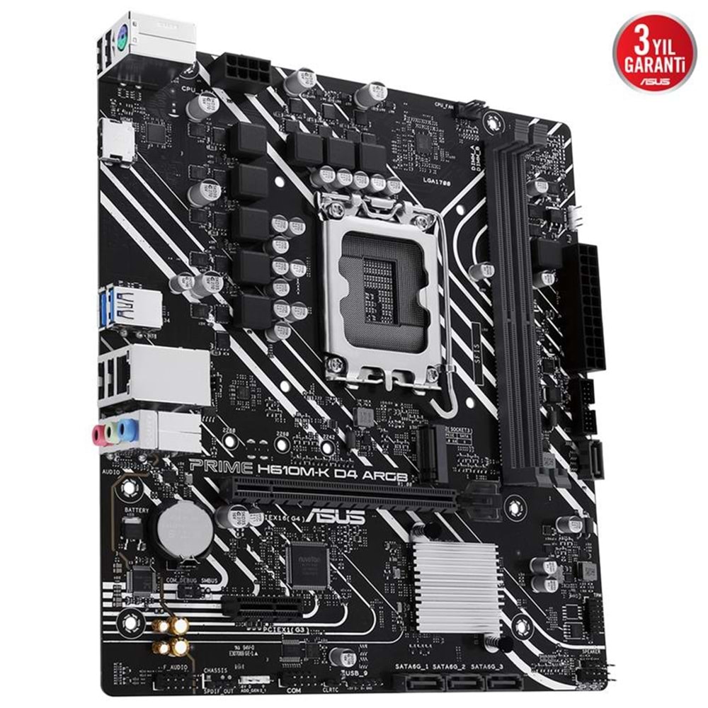 ASUS PRIME H610M-K D4 ARGB DDR4 3200MHZ 1XHDMI 1XM.2 USB 3.2 MATX 1700P (12. / 13. VE 14. NESİL İŞLEMCİ UYUMLU) 